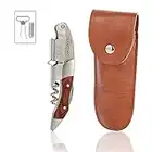 Waiters Corkscrew Wine Bottle Opener by TUNGTUNG, Travel Wine Corkscrew Waiters Friend Wine Corks Puller with Belt Case and Ah-So Wine Opener for Barmans and More