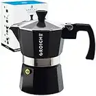 GROSCHE Milano Stovetop Espresso Maker Moka Pot 1 Espresso Cup - 1.5 fl oz, Black, Cuban Coffee Maker Stove top Coffee Maker Moka Italian Espresso greca Coffee Maker Brewer Percolator