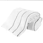 Lavish Home 67-0036-W Luxury Cotton Towel Set- 2 Piece Bath Sheet Set Made from 100% Zero Twist Cotton (White/Black), 68" x 34"