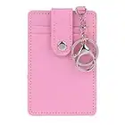 SimpleLife adults Souple en Cuir Carte de Voyage Passe Bus Carte de Crédit ID Carte Portefeuille Couverture Cas Titulaire avec Porte-clés Porte-clés Rose