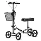 20603-1 LITELEPH Knee Scooter for Adults Adjustable Knee Walker Scooter for Leg and Foot Injuries with Reliable Braking System and Steel Bracket Black