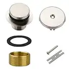 Brushed Nickel Bathtub Drain Tip-Toe Single Hole,Welsan Tub Drain Trim Set Conversion Kit Assembly, Coarse Thread Replacement Trim Kit with 1-Hole Overflow Faceplate Includes an Adapter,