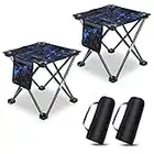 KABOER 2 Pack Folding Camping Stool Portable Outdoor Camping Chair for Fishing BBQ Hiking Gardening and Beach,Travel with Carry Bag(Camouflage Blue)