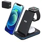 iPhone Wireless Charger Stand,QI Fast Foldable 3 in 1 Charging Station,Wireless Charging Dock for iPhone 14 Pro Max/14 Pro/14 Plus/13/12/11/X/8 Series,iWatch Series, AirPods 2/3/Pro