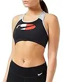 NIKE DD1201 W NK DF SWSH CB LOGO BRA Sports bra women's black/white/lt smoke grey/black XS