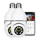 LUCHONG 1080P Wireless Light Bulb Monitor Camera WiFi Camera 2MP Supports 2-way o Smart Motion Detection & Alarm Mobile APP Remote Monitoring for Home Store Supermarket Internet Bar, White, Pack of 2