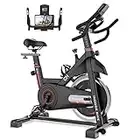 Exercise Bike Stationary, CHAOKE Indoor Cycling Bike with Heavy Flywheel, Comfortable Seat Cushion, Silent Belt Drive, iPad Holder and LCD Monitor for Home Gym Cardio Workout Training