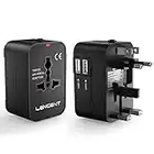 LENCENT Reiseadapter Weltreise Reisestecker für 150+ Länder, Weltweit Universaler Adapter, UK England/USA/EU Deutschland/AUS Stecker mit 2 USB Steckdosenadapter Travel Adapter Steckdose