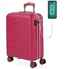 JASLEN - Valise Cabine Avion - Bagages Cabine - Petite Valise Rigide 4 roulettes - Valise Ultra Légère avec Cadenas à Combinaison - Bagage Cabine Résistant 171250, Fraise