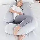 SASTTIE Pregnancy Pillow for Sleeping, Maternity Pillow for Pregnant Women, 60'' U Shaped Pregnancy Pillow with Removable Velvet Cover, Pregnancy Must Haves, Light Grey