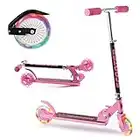 Kids Scooter - Collapsible Kick Scooter with Light-Up Wheels - Kids Height-Adjustable Folding Scooter - Fun Summer Activity (Pink)