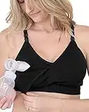 Kindred Bravely Sublime Hands Free Sports Pumping Bra | Patented All-in-One Pumping & Nursing Sports Bra (Black, 2X)