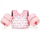 HeySplash Gilet de Natation pour Enfant Bébé, Gilet Flottant d'Entraînement de Natation avec Manches Flottantes, Gilet Survie de Motif Mignon avec Boucle de Sécurité à Sangle Réglable, Baleine Rose