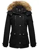 Wantdo Women's Puffer jacket Winter Jacket Parka Coat with Warm Hood Black L