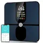 Scale for Body Weight, CHWARES Smart Weight Scale with Large LCD Display USB Rechargeable Digital Bathroom Scale with Body Fat 15 Metrics Body Composition Analyzer for BMI Heart Rate 400lb, Black