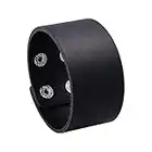 Mgutillart Punk Metal Buckle Wristband Wide Leather Cuff Bracelet(Black)