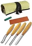 BeaverCraft, Juego de Cinceles para Tallar Madera SC01 Kit de Herramientas para Tallar Madera en Bolsa Rodante con Kit de Compuesto para Pulir de Cuero Gubias Radiales Cinceles Planos Gubias Dobladas