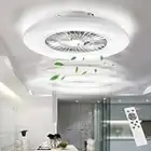 BKZO moderne LED-Deckenleuchte mit Ventilator, Deckenventilator mit Lampe, 24 Lüftungsgeschwindigkeiten, mühelose Lichtdimmung, 3000-5500 K, silberner, 60CM