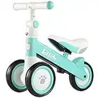 JOLLITO Vélo d'équilibre pour bébé, vélo réglable pour bébé de 12 à 24 Mois avec 3 Roues silencieuses, Jouet d'équitation pour garçons et Filles de 1 an (Green)