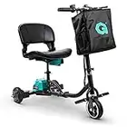 3 Wheel Folding Mobility Scooter Electric Powered Portable Ultra Lightweight Compact Collapsible Design Long Range Travel with Detachable 48V Battery at a Max Load of 275lbs