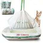 Mavere Cat Litter Box Liners Large, 30 Count Jumbo Drawstring Extra Durable Pet Cat Pan Liners 4 Mils Thickness Kitty Litter Box Bag, 41" x 18"