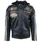 Chaqueta Moto Hombre en Cuero 58 Gents | Cazadora de Moto de Piel de Cordero | Armadura Removible para Espalda, Hombros y Codos Aprobada por la CE | Negro | M