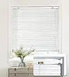 LazBlinds No Tools-No Drill 1" Aluminum Horizontal Mini Blinds Shades for Window Size 20'' W x 64'' H, Light Filtering Inside Installation, White