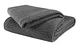 Glamburg 100% Cotton Thermal Blanket, Breathable Bed Blanket Twin Size, Soft Waffle Blanket, Twin Blanket, All Season Cotton Blanket, Charcoal