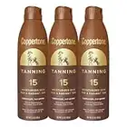 Coppertone Tanning Sunscreen Spray, Water Resistant Spray Sunscreen SPF 15, Broad Spectrum SPF 15 Sunscreen, Bulk Sunscreen Pack, 5.5 Oz Spray, Pack of 3