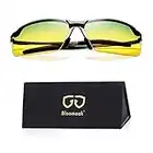 Bloomoak Polarisierte Nachtfahrbrille zum Autofahren Damen Herren -Nachtsichtbrille+ Sonnenbrille zum Autofahren Radfahren, Nachtbrille Autofahren mit UV400 Blendschutz, Ultraleichter Metallrahmen