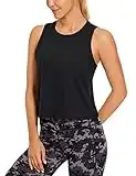 CRZ YOGA - Camiseta sin Mangas Ligera para Mujer, Cuello Alto, Recortada, sin Mangas, para Entrenamiento, Correr Negro 40