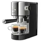 Krups Virtuoso XP442C cafetera, diseño compacto y elegante, capacidad 1.1 L, espresso, cappuccino, sistema Thermoblock, calentamiento rápido, cuchara dosificadora, bandeja calientatazas