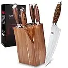 WILDMOK Set di coltello 7pc, Set di coltello tedesco Chef Chef, prezioso manico Pakkawood per Set di coltello da cucina