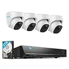 REOLINK 4K Security Camera System, 4pcs H.265 PoE Wired Turret 4K Cameras with Person Vehicle Detection, 4K/8MP 8CH NVR with 2TB HDD for 24-7 Recording, RLK8-800D4