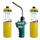 Blowtorch Kit Firemaster 3 Blow Torch 360 Degree Swivel Gun Neck Plus 2 x Mapp Gas Yellow Bottle for Plumbing Brazing Soldering Plumbers Map