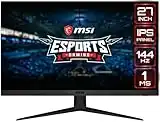 MSI Optix G271 Esports Gaming IPS Monitor - 27 Inch, 16:9 Full HD (1920 x 1080), IPS, 144Hz, FreeSync Premium, DisplayPort, HDMI, Wide Color Gamut, Night Vision, Anti-Flicker, Less Blue Light, Black