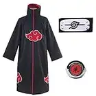 Uchiha Itachi Abrigo Anime Cosplay Disfraz para niños Adultos Unisex Cosplay Halloween Navidad Fiesta Disfraz Capa con Diadema y Anillo (XS)