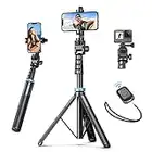 Professional Portable Waterproof Tripod,1.36m Tripod Selfie Stick with Remote, Cellphone Tripod with Bluetooth Remote, Compatible with all smart phones, cameras. For tik tok video, ring selfie