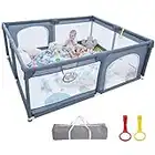 TuKIIE Baby Playpen for Toddlers, 71"x 59" Extra Large Play Pen Yards with Breathable Mesh for Babies, Indoor & Outdoor Kids Safety Play Activity Center with 2 Gates (Playmat & Balls are Not included)