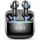 Auriculares Inalambricos, Auriculares Bluetooth 5.3 con 4 HD Mic, 40H HiFi Estéreo Cascos Inalambricos Bluetooth, Controlador de 13 mm, In-Ear Auriculares Pantalla LED, IP7 Impermeable, USB-C, Negro