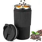 minghaoyuan Vaso Termo Cafe para Llevar, 450 ml Taza de Viaje Termica de Acero Inoxidable, Sin BPA, Taza de café y Té a Prueba de Fugas, Regalos para Mujer Hombre (Negro)