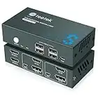 KVM Switch HDMI+DisplayPort Dual Monitor 2 Port 4K@60Hz, KVM Switch 2 Monitore ，4 USB2.0, 2 PC 2 Monitor Switch,DP 1.2,HDMI 2.0, HDMI+DP IN HDMI Out,Button Switch