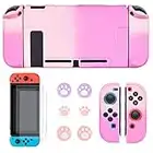 DLseego Coque Compatible avec Switch, Housse de Protection Anti-Rayures Antichoc Case Cover avec 2 Protection Écran Verre Trempé et Joy-Con Controller Accessoires pour Switch-Dégradé Rose