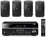 Yamaha 7.2-Channel Wireless Bluetooth 4K Network A/V Wi-Fi Home Theater Receiver + Yamaha High-Performance Natural Surround Sound 2-Way Indoor/Outdoor Weatherproof Speaker System (Set of 4)