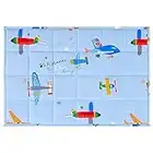 ROKDUK Kids Weighted Lap Pads for Dog Pet Throw Blanket Toddler 17x22in 2 lbs. 100% Oeko-Tex Natural Egyptian Cotton 1200TC with Glass Beads, Printed Baby Blue Plane