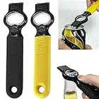 DUNLAGUE Soda Can Opener and Beer Bottle Opener Bartender with 4.2" Long Silicone Handle, Pop Top Can Tab Opener for Long Nails, Bottle Opener for Arthritic Hand and Seniors 1* Black 1* Yellow