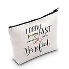 G2TUP Sewing Gift Quilting Gift Quilter Cosmetic Bag I Drive Fast and Barefoot Travel Make Up Pouch Great Gift for Quilters (I Drive Fast and Barefoot White Bag)