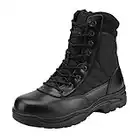 NORTIV 8 Men's Military Tactical Work Boots Side Zipper Leather Outdoor Motorcycle Combat Bootie Black Size 9.5 M US Trooper