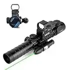 UUQ 3-9X32EG Tactical Rifle Scope Illuminated Red & Green Range Finder Reticle W/Reflex Sight & Green Laser Sight