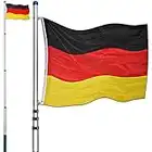 Monzana Mástil telescópico de Aluminio para Bandera 630cm con taco de suelo mosquetones tapa final incl Bandera de Alemania